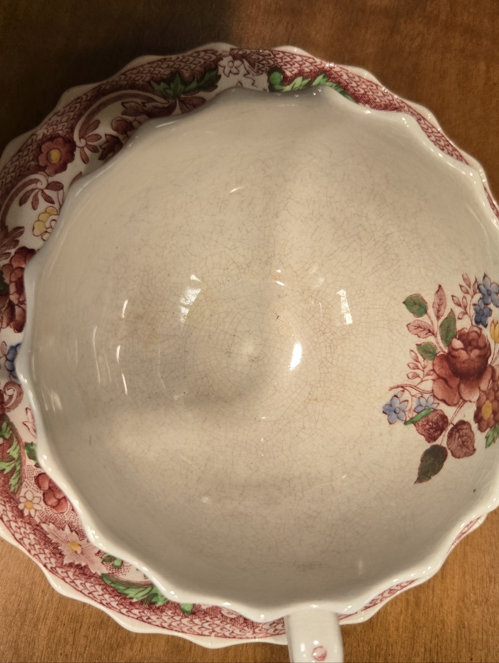 Spode:Floral Scalloped Teacup and Saucer Set - Picture 5 of 5